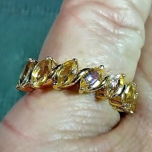 BRAZILIAN CITRINE, MARQUISE CUT. SEVEN STONE. GOLD VERMEIL NOT ELECTRIC PLATE. 6